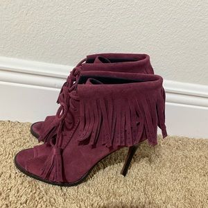 Coach Burgundy Fringe Booties sz 7